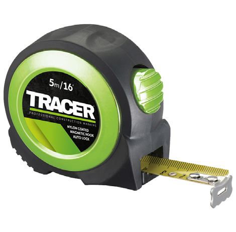 TRACER 5m Maßband mit Selbstarretierung nylonbeschichtet TRACER 5m Maßband mit Selbstarretierung nylonbeschichtet
