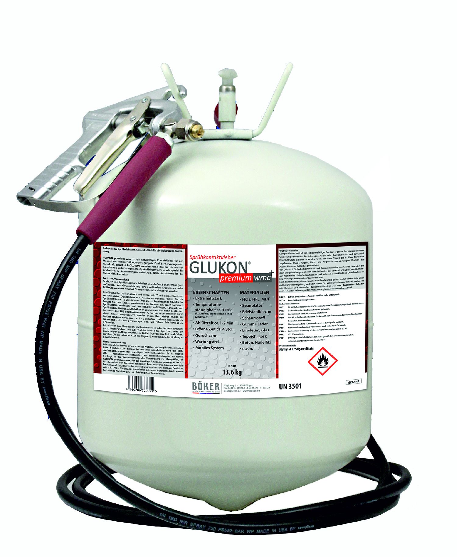 GLUKON premium wmc Sprüh-Kontakt- kleber-Behälter mit 22 Liter