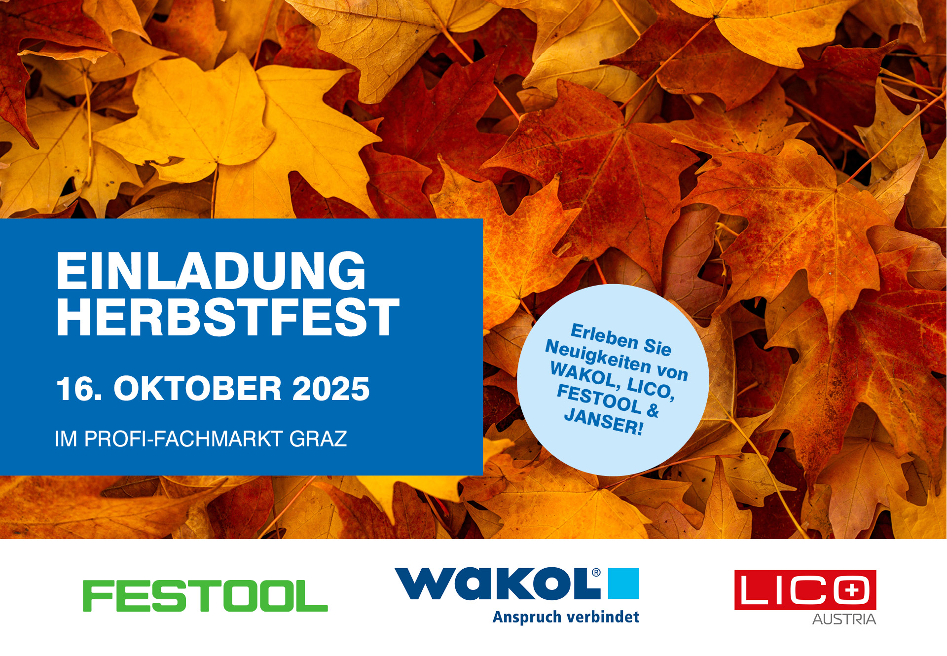 JANSER Herbstfest im Profi-Fachmarkt Graz | 16. Oktober 2025 JANSER Herbstfest im Profi-Fachmarkt Graz | 16. Oktober 2025