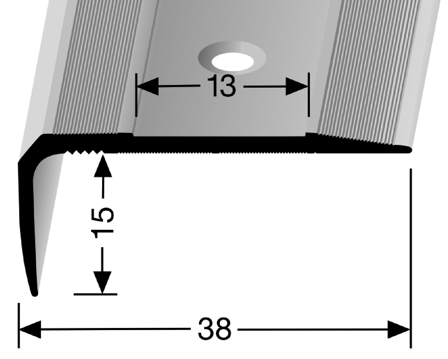 Treppenkantenprofil Alu Elox.Silber 2,5m vers.gebohrt 28x53 mm